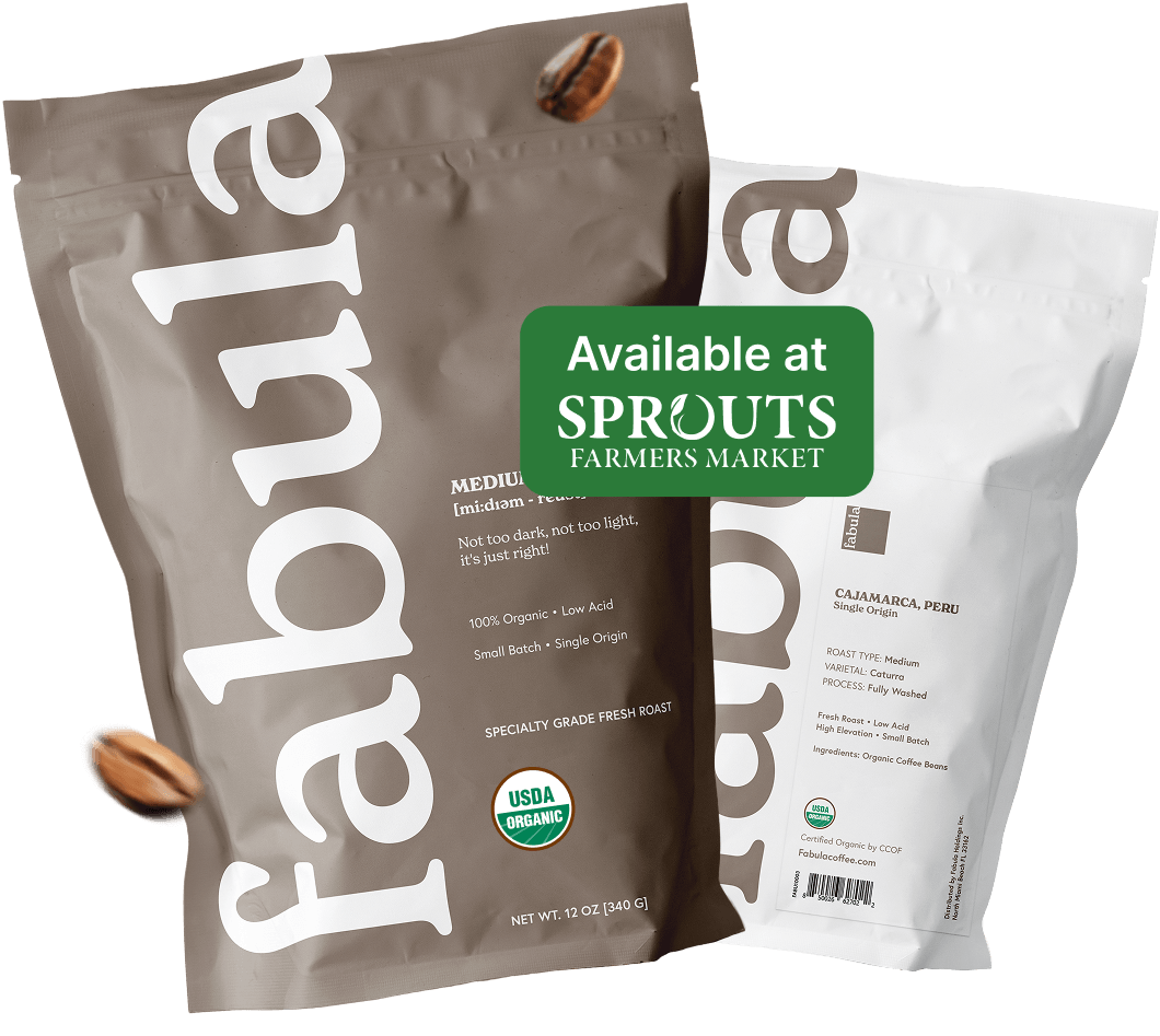 Bags of Fabula organic specialty coffee